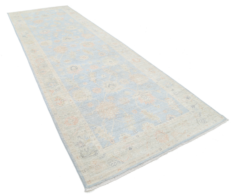 Hand Knotted Oushak Wool Rug - 5' 2" X 15' 11" 5' 2" X 15' 11" (158 X 485) / Blue / Wool