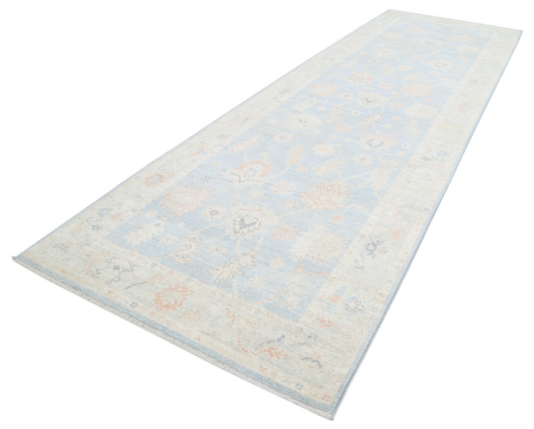 Hand Knotted Oushak Wool Rug - 5' 2" X 15' 11" 5' 2" X 15' 11" (158 X 485) / Blue / Wool