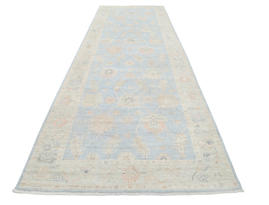 Hand Knotted Oushak Wool Rug - 5' 2" X 15' 11" 5' 2" X 15' 11" (158 X 485) / Blue / Wool