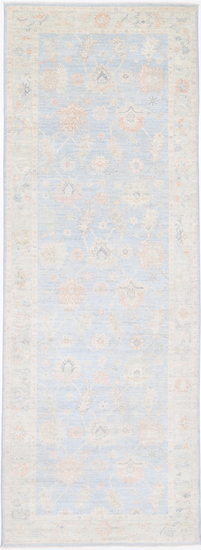 Hand Knotted Oushak Wool Rug - 5' 2" X 15' 11" 5' 2" X 15' 11" (158 X 485) / Blue / Wool