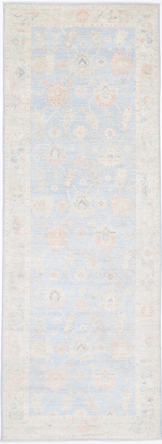 Hand Knotted Oushak Wool Rug - 5' 2" X 15' 11" 5' 2" X 15' 11" (158 X 485) / Blue / Wool