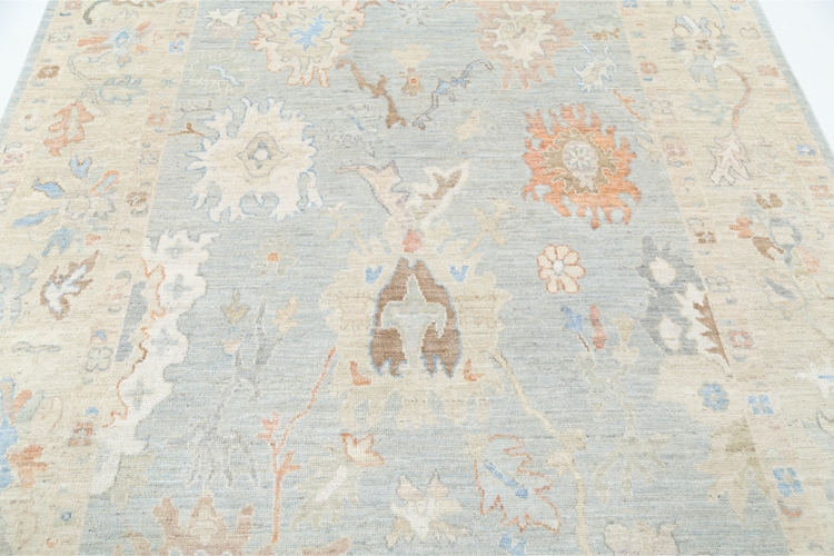 Hand Knotted Oushak Wool Rug - 6' 4" X 8' 2" 6' 4" X 8' 2" (193 X 249) / Blue / Wool