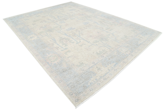 Hand Knotted Oushak Wool Rug - 9' 1" X 12' 0" 9' 1" X 12' 0" (277 X 366) / Ivory / Wool