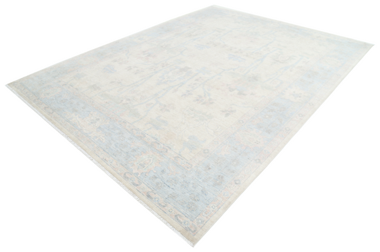 Hand Knotted Oushak Wool Rug - 9' 1" X 12' 0" 9' 1" X 12' 0" (277 X 366) / Ivory / Wool