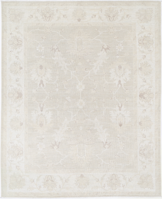 Hand Knotted Oushak Wool Rug - 8' 1" X 10' 0" 8' 1" X 10' 0" (246 X 305) / Taupe / Wool