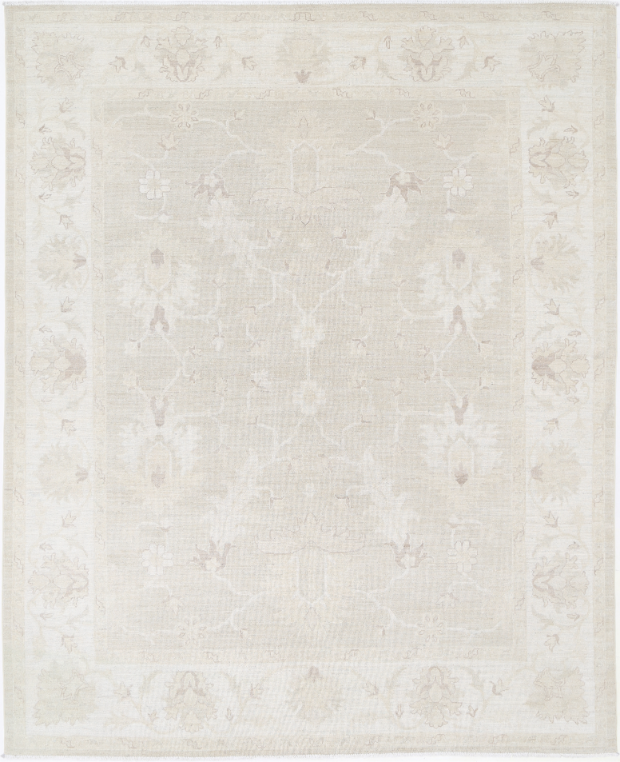 Hand Knotted Oushak Wool Rug - 8' 1" X 10' 0" 8' 1" X 10' 0" (246 X 305) / Taupe / Wool