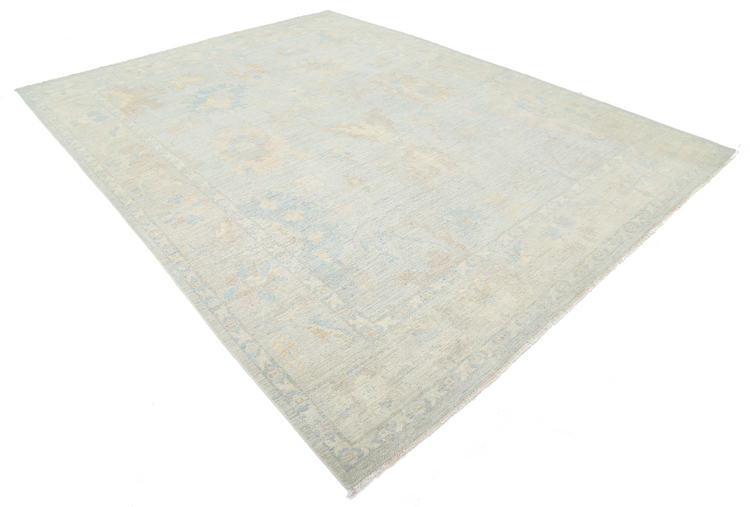 Hand Knotted Oushak Wool Rug - 9' 0" X 11' 9" 9' 0" X 11' 9" (274 X 358) / Silver / Wool