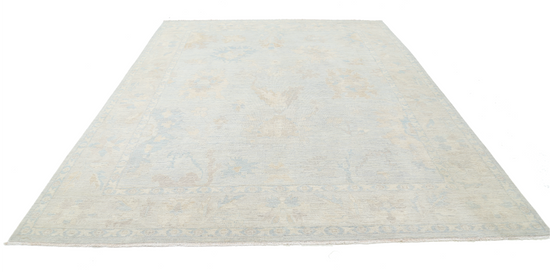 Hand Knotted Oushak Wool Rug - 9' 0" X 11' 9" 9' 0" X 11' 9" (274 X 358) / Silver / Wool