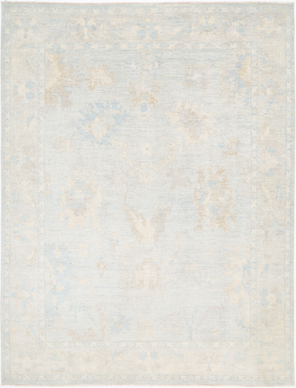 Hand Knotted Oushak Wool Rug - 9' 0" X 11' 9" 9' 0" X 11' 9" (274 X 358) / Silver / Wool