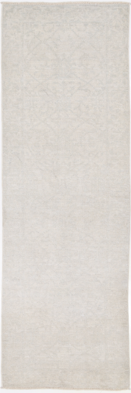 Hand Knotted Oushak Wool Rug - 3' 0" X 9' 8" 3' 0" X 9' 8" (91 X 295) / Ivory / Wool