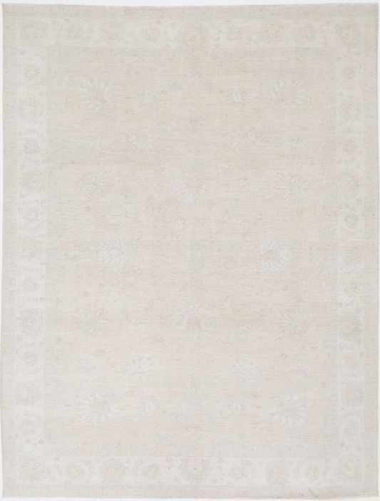 Hand Knotted Oushak Wool Rug - 8' 10" X 11' 8" 8' 10" X 11' 8" (269 X 356) / Silver / Wool