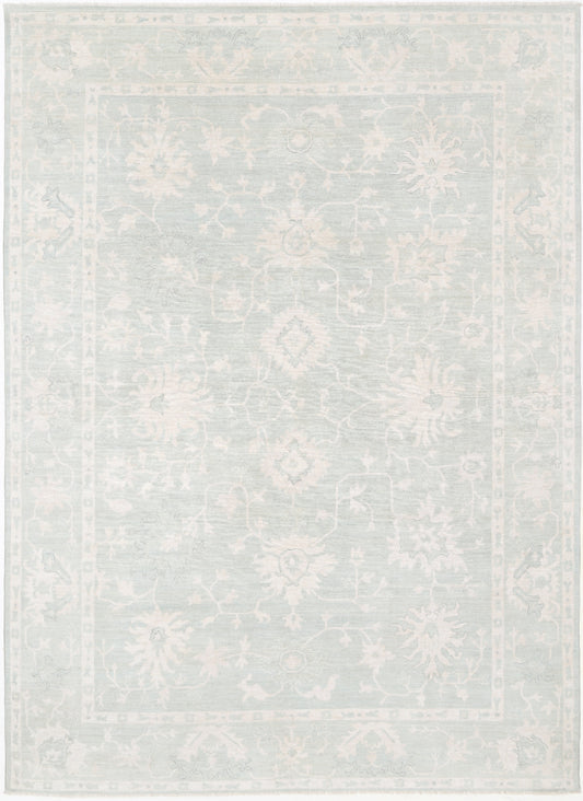 Hand Knotted Oushak Wool Rug - 9' 5" X 13' 2" 9' 5" X 13' 2" (287 X 401) / Green / Wool