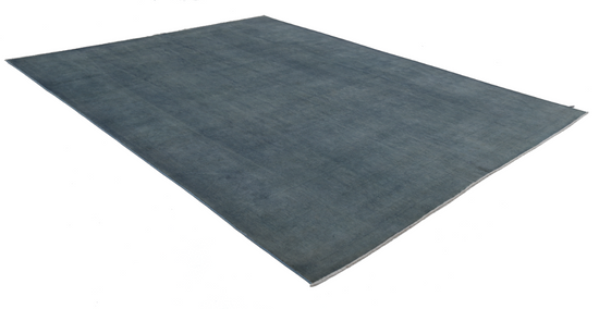 Hand Knotted Overdye Wool Rug - 9' 1" X 11' 8" 9' 1" X 11' 8" (277 X 356) / Blue / Wool