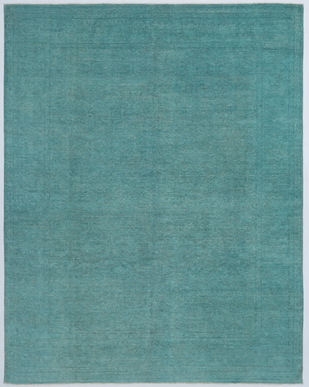 Hand Knotted Overdye Wool Rug - 8' 10" X 11' 3" 8' 10" X 11' 3" (269 X 343) / Green / Wool