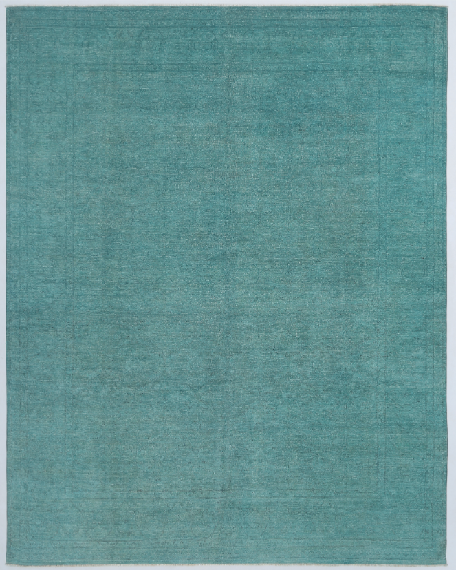 Hand Knotted Overdye Wool Rug - 8' 10" X 11' 3" 8' 10" X 11' 3" (269 X 343) / Green / Wool