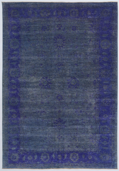 Hand Knotted Overdye Wool Rug - 6' 6" X 9' 5" 6' 6" X 9' 5" (198 X 287) / Blue / Wool