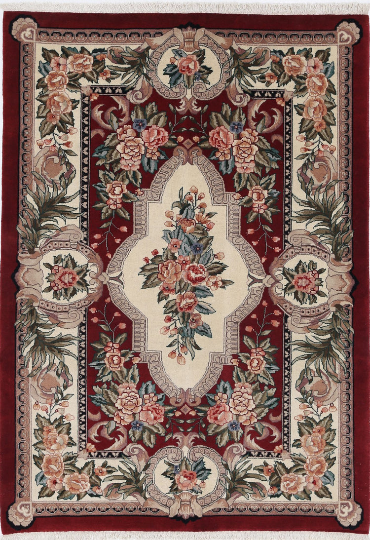 Hand Knotted Heritage Aubusson Wool Rug - 3'10'' x 5'8''