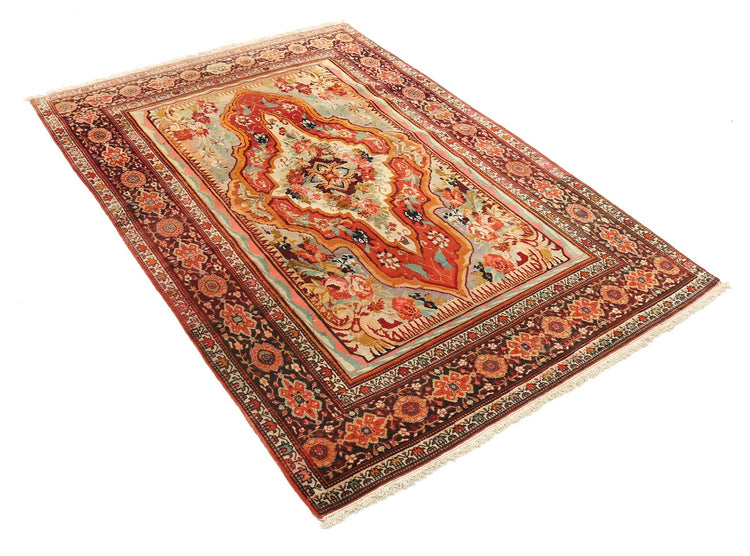 Hand Knotted Antique Masterpiece Persian Tabriz Wool Rug - 4'5'' x 6'3''