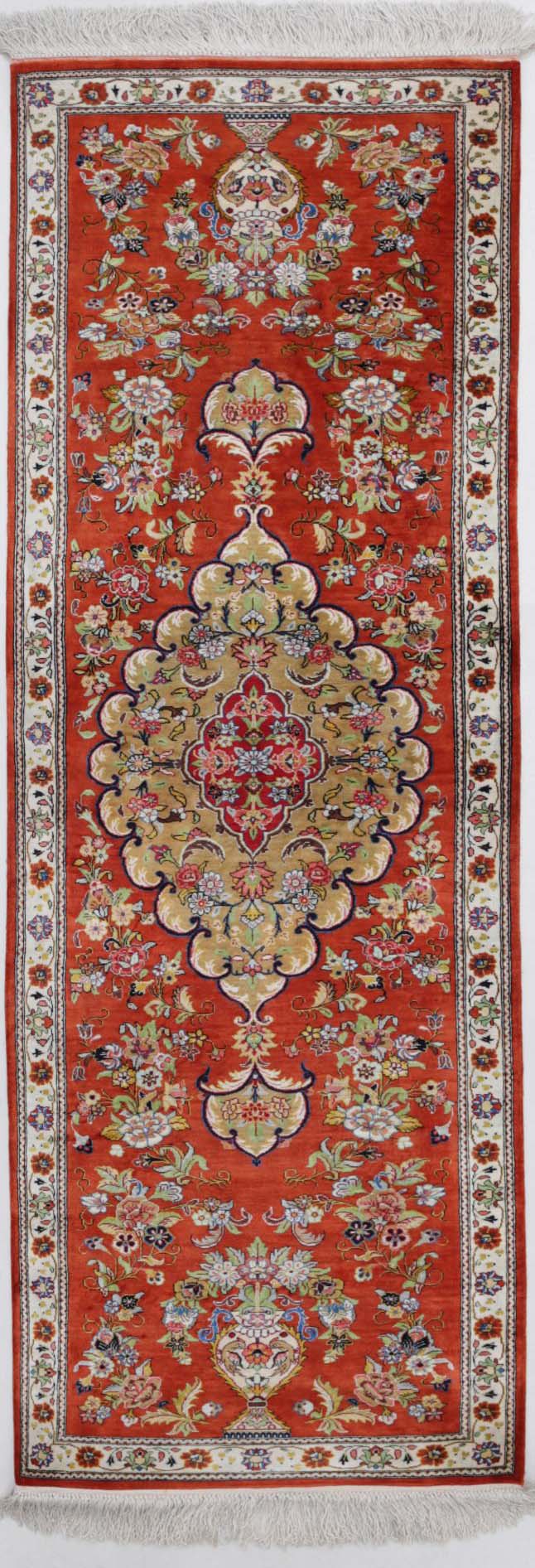 Hand Knotted Masterpiece Persian Qum Wool Rug - 1'7'' x 5'3''