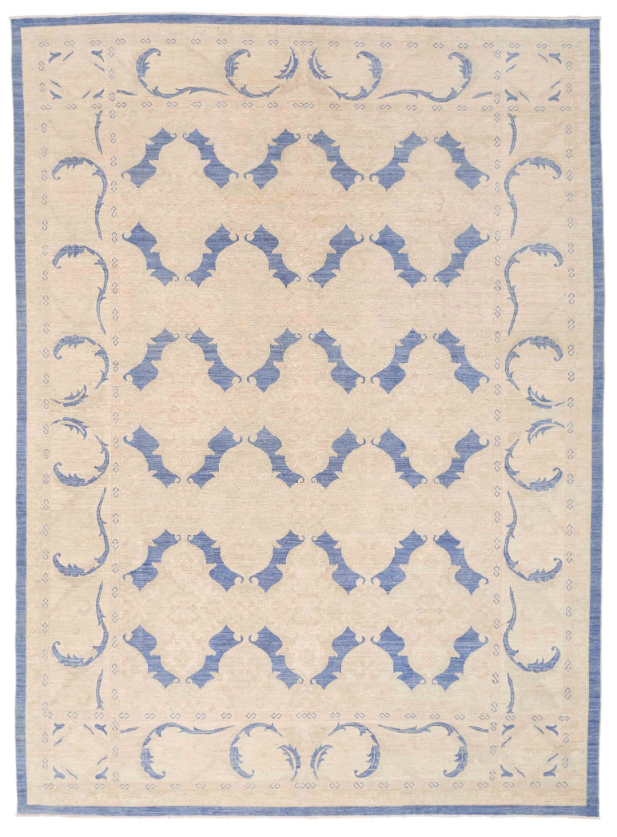 Hand Knotted Serenity Wool Rug - 10' 3" X 14' 0" 10' 3" X 14' 0" (312 X 427) / Blue / Wool