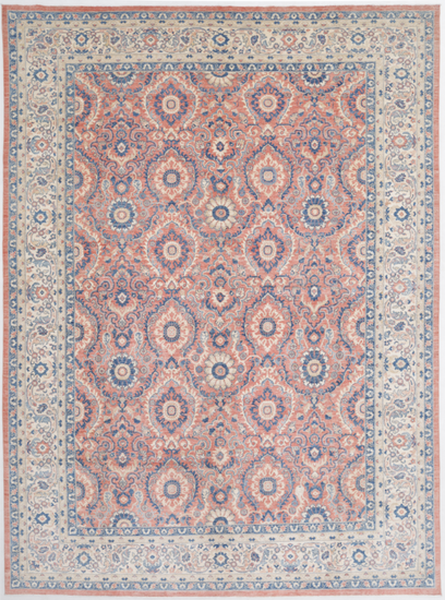 Hand Knotted Serenity Wool Rug - 10' 0" X 13' 11" 10' 0" X 13' 11" (305 X 424) / Peach / Wool