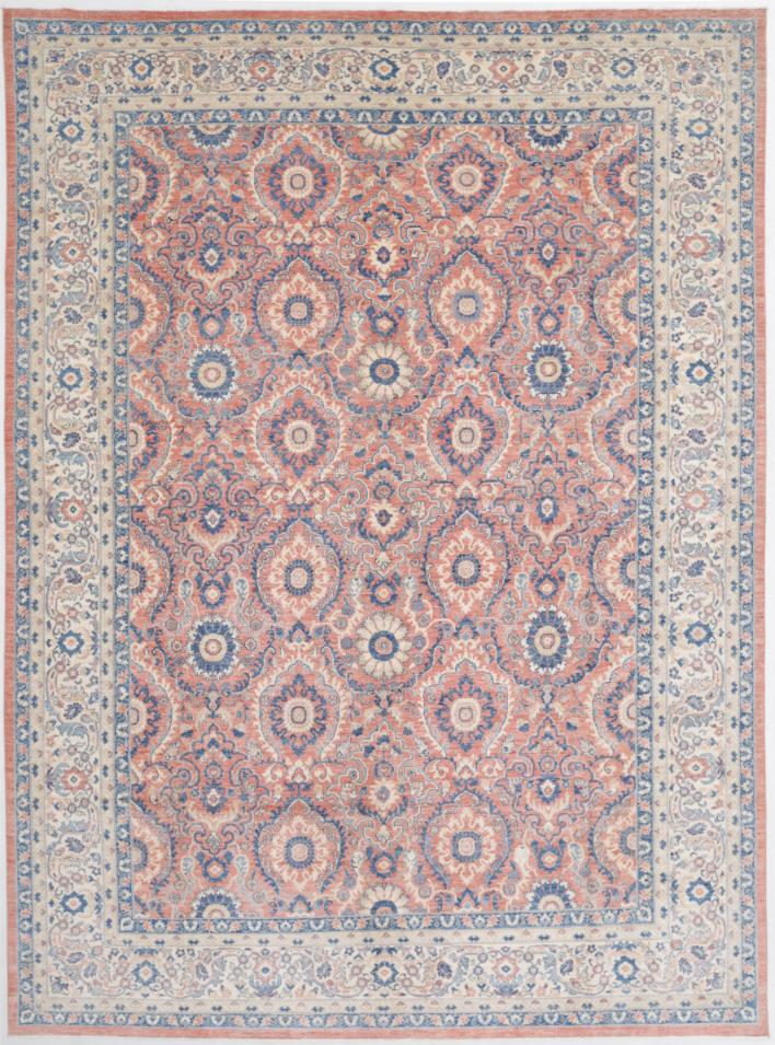 Hand Knotted Serenity Wool Rug - 10' 0" X 13' 11" 10' 0" X 13' 11" (305 X 424) / Peach / Wool