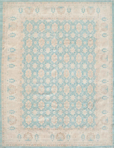 Hand Knotted Serenity Wool Rug - 12' 11" X 16' 1" 12' 11" X 16' 1" (394 X 490) / Teal / Wool