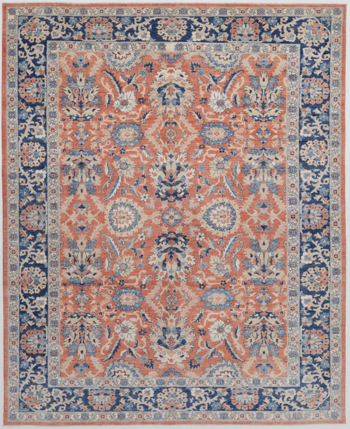 Hand Knotted Sultanabad Wool Rug - 7' 10" X 9' 10" 7' 10" X 9' 10" (239 X 300) / Pink / Wool