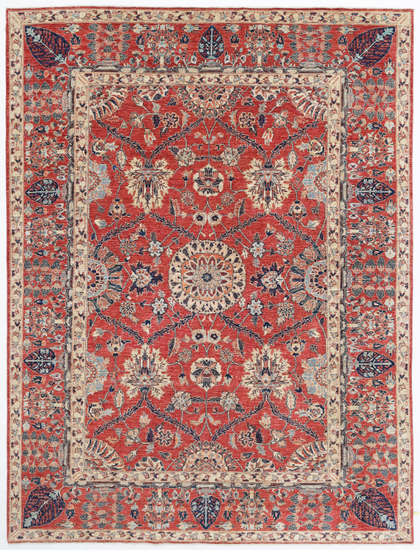 Hand Knotted Sultanabad Wool Rug - 8' 9" X 11' 7" 8' 9" X 11' 7" (267 X 353) / Rust / Wool