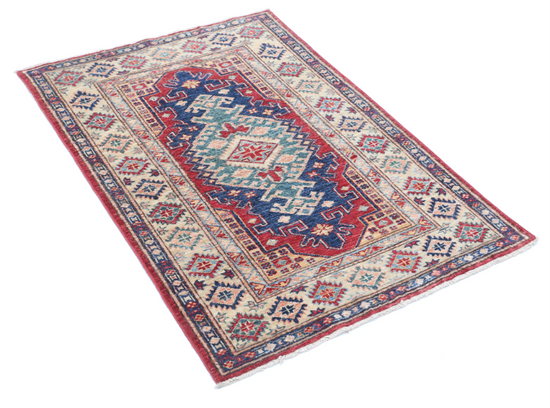 Hand Knotted Kazak Wool Rug - 2' 10" X 4' 2" 2' 10" X 4' 2" (86 X 127) / Red / Wool