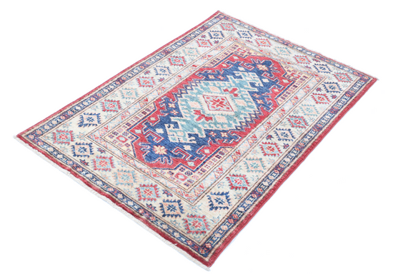 Hand Knotted Kazak Wool Rug - 2' 10" X 4' 2" 2' 10" X 4' 2" (86 X 127) / Red / Wool