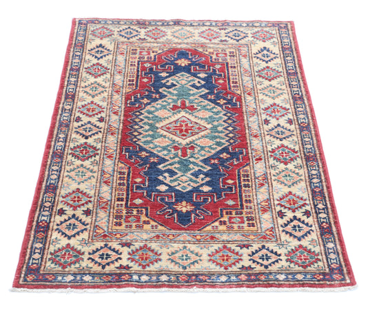 Hand Knotted Kazak Wool Rug - 2' 10" X 4' 2" 2' 10" X 4' 2" (86 X 127) / Red / Wool