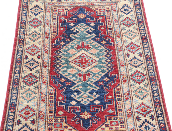 Hand Knotted Kazak Wool Rug - 2' 10" X 4' 2" 2' 10" X 4' 2" (86 X 127) / Red / Wool