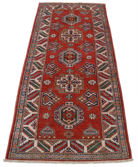 Hand Knotted Kazak Wool Rug - 2' 7" X 5' 10" 2' 7" X 5' 10" (79 X 178) / Red / Wool