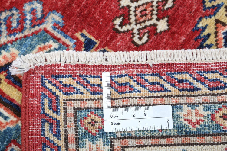Hand Knotted Royal Kazak Wool Rug - 4'1'' x 5'7''
