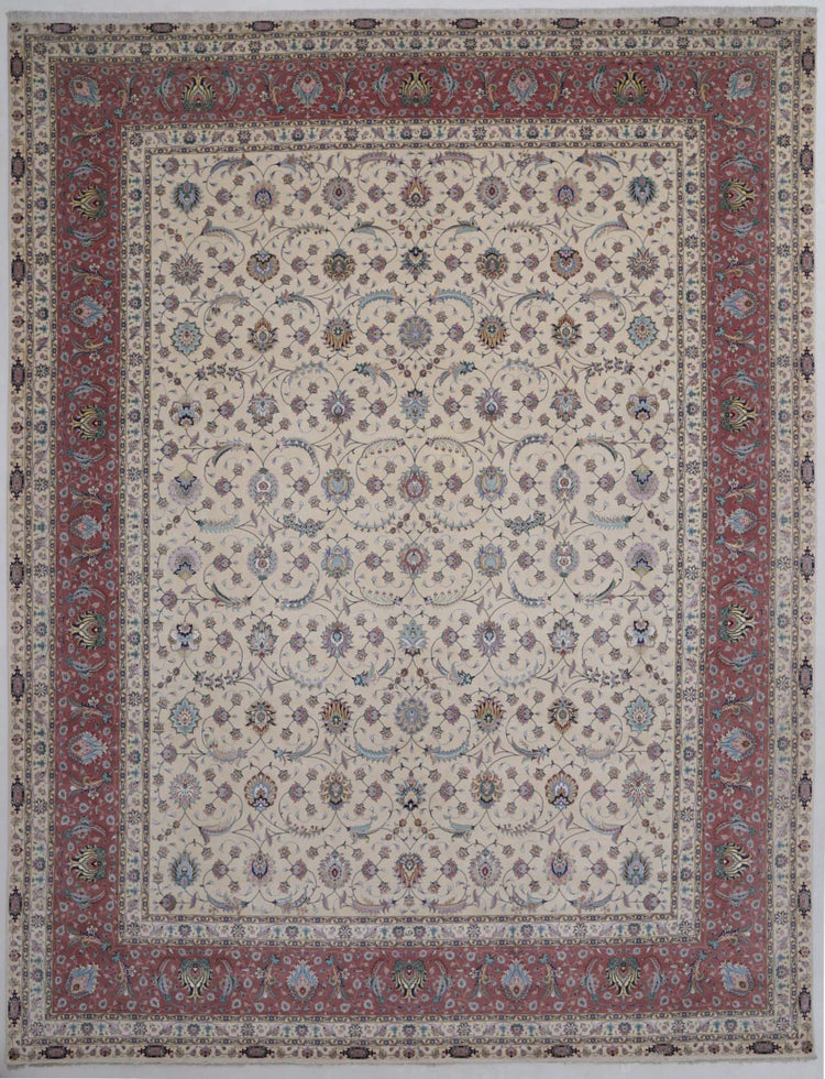 Hand Knotted Masterpiece Persian Tabriz Faragi Wool & Silk Rug - 13'0'' x 16'11''