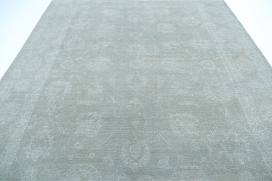 Hand Knotted Overdye Wool Rug - 9' 1" X 11' 4" 9' 1" X 11' 4" (277 X 345) / Green / Wool