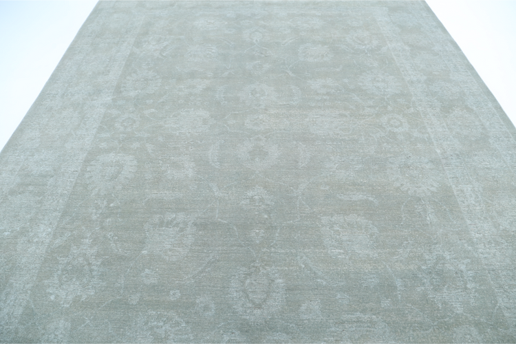 Hand Knotted Overdye Wool Rug - 9' 1" X 11' 4" 9' 1" X 11' 4" (277 X 345) / Green / Wool