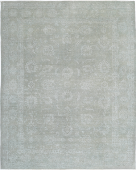 Hand Knotted Overdye Wool Rug - 9' 1" X 11' 4" 9' 1" X 11' 4" (277 X 345) / Green / Wool