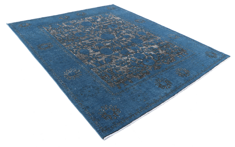 Hand Knotted Onyx Wool Rug - 7' 10" X 9' 3" 7' 10" X 9' 3" (239 X 282) / Blue / Wool