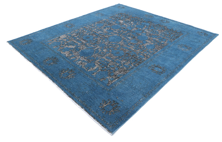 Hand Knotted Onyx Wool Rug - 7' 10" X 9' 3" 7' 10" X 9' 3" (239 X 282) / Blue / Wool