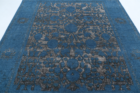 Hand Knotted Onyx Wool Rug - 7' 10" X 9' 3" 7' 10" X 9' 3" (239 X 282) / Blue / Wool