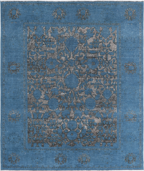 Hand Knotted Onyx Wool Rug - 7' 10" X 9' 3" 7' 10" X 9' 3" (239 X 282) / Blue / Wool