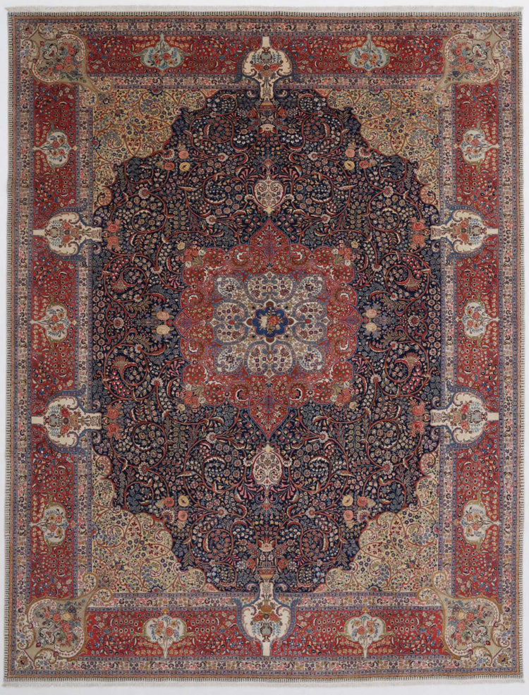Hand Knotted Antique Masterpiece Persian Tabriz Wool Rug - 10'4'' x 13'8''