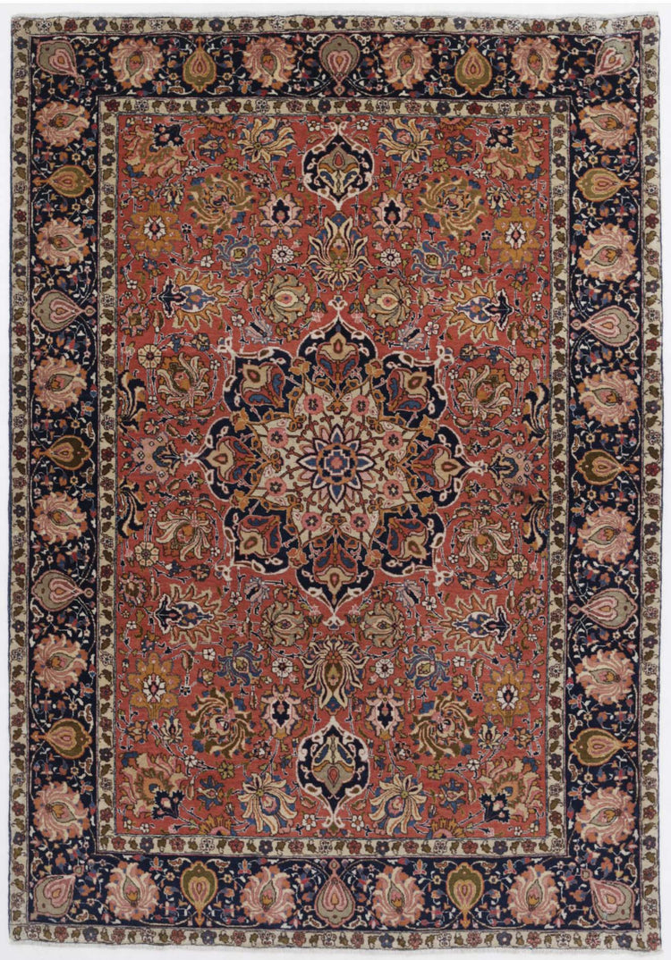 Hand Knotted Antique Masterpiece Persian Tabriz Wool Rug - 4'6'' x 6'7''
