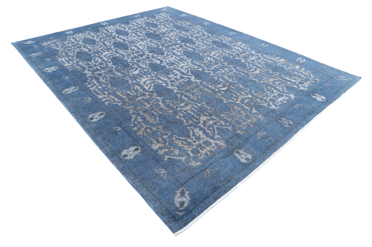 Hand Knotted Onyx Wool Rug - 8' 10" X 11' 4" 8' 10" X 11' 4" (269 X 345) / Blue / Wool