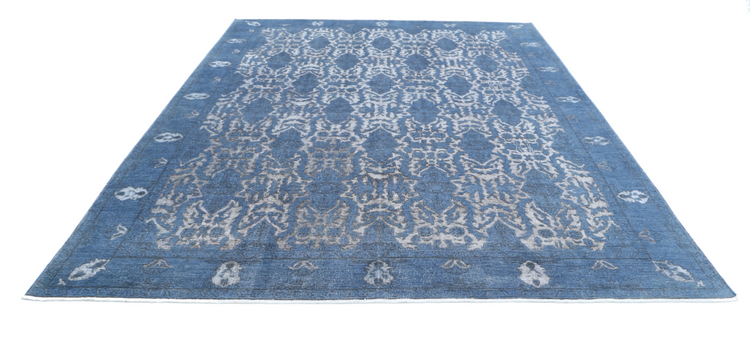 Hand Knotted Onyx Wool Rug - 8' 10" X 11' 4" 8' 10" X 11' 4" (269 X 345) / Blue / Wool