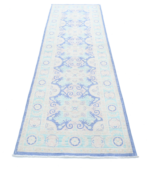 Hand Knotted Serenity Wool Rug - 2' 8" X 9' 7" 2' 8" X 9' 7" (81 X 292) / Blue / Wool