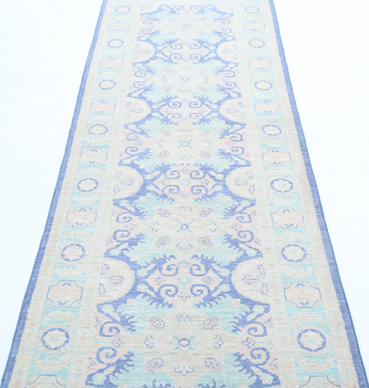 Hand Knotted Serenity Wool Rug - 2' 8" X 9' 7" 2' 8" X 9' 7" (81 X 292) / Blue / Wool