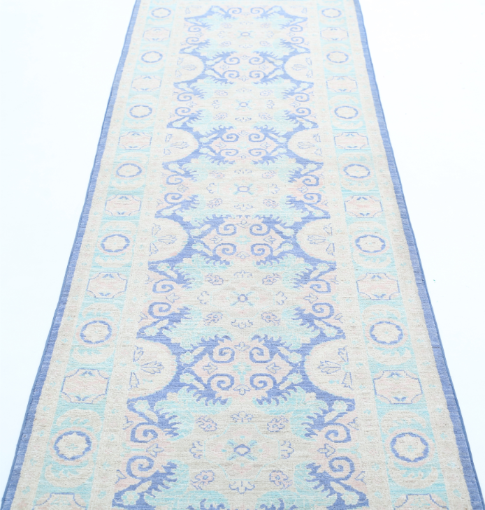 Hand Knotted Serenity Wool Rug - 2' 8" X 9' 7" 2' 8" X 9' 7" (81 X 292) / Blue / Wool